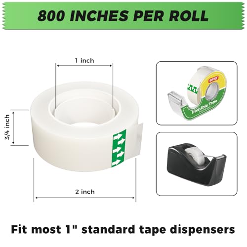 SWRT Invisible Tape Refills, 12 Rolls Matte Finish Translucent Tape for Dispensers, 3/4 in x 800 Inches Each, Office Tape for Repairing, Labeling & Correction - Thumbnail 6