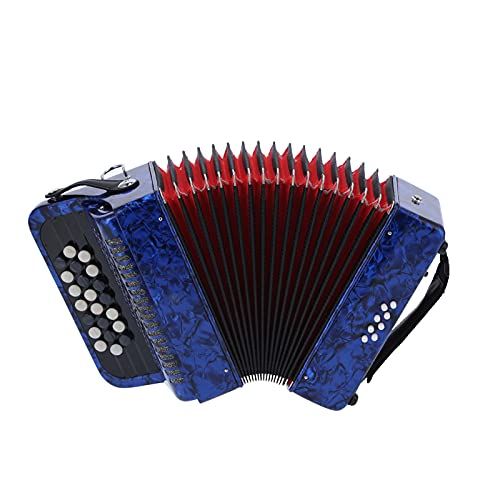 Accordéon Diatonique 22 Touches, Accordéon 22 Touches, 8 Basses, Bouton Professionnel, Instrument D'accordéon à Roseaux pour Adultes Débutant avec Sac de Rangement (bleu foncé)