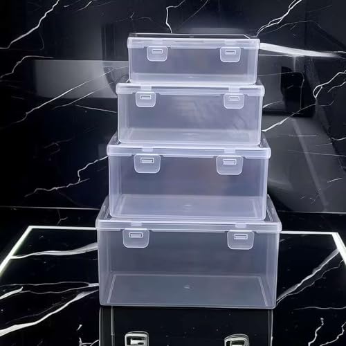 Image of Nail art toolbox Bead Organizers-8 Pcs Jewelry Organizers and Storage Plastic Storage Cases Mini Clear Bead Containers Transparent Boxes with Hinged Lid and Rectangle Clear Craft Supply Case