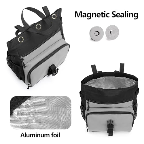 PGmoon Chalk Bucket Bag, Large Chalk Bag for Rock Climbing and Bouldering with Aluminum Foil Lining, Magnetic Closure, Multiple Pockets, 2 Brush Holders (Patent Design)