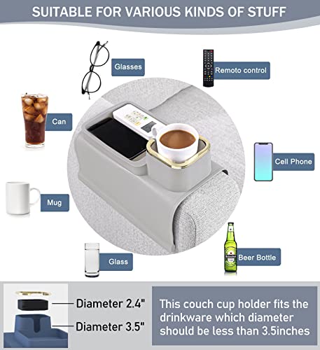 Hmasyo Couch Cup Holder Tray - Silicone Arm Cup Holder For Arm Chair Sofa, Anti-Spill And Anti-Slip Sofa Drink Holder, Portable Armrest Tray, Flexible, Strong And Weighted, Gift For Mom, Grandma #TOP4