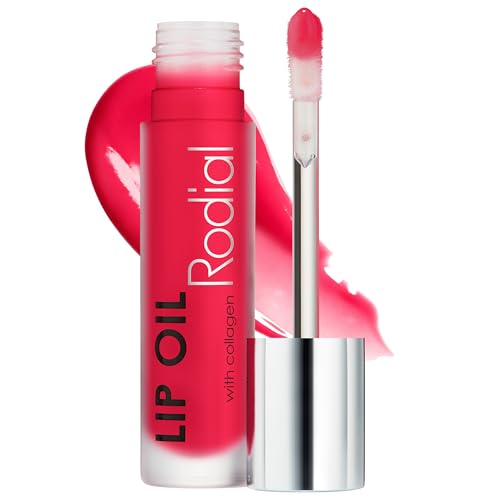 Image of Rodial Plumping Collagen Lip Oil Cherry 0.13fl.oz, Vegan Collagen-Infused Lip Oil with Macadamia and Jojoba Oil, Deep Hydration for Fuller-Looking Pout, Ultra-Nourishing Formula