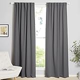 NICETOWN Blackout Curtain Panels Window Draperies - (Grey Color) 52x84 Inch, 2 Pieces, Insulating Room Darkening Blackout Drapes for Bedroom