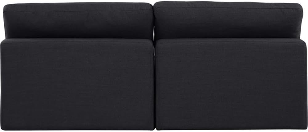 BOWERY HILL Modular Sofa, Black Linen Textured Fabric Upholstery, 2-Piece Set, Overstuffed Down Feather Cushions, Contemporary Design, 78" W x 40" D x 34.5" H, Versatile Living Room Seating