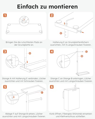 SOLEDI Toilettenpapierhalter Stehend mit Toilettenpapier Aufbewahrung Korb für 12 Rollen, Freistehender Toilettenpapierhalter mit Ablage Oben, Klopapierhalter aus Rostbeständigem Metall, Schwarz