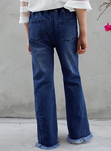 Blibean Girl Bell Bottom Jeans Kids Ripped Flare Leggings Flitted Denim Bell Pants Child Boot Cut Apple Bottm Jean Vaqueros Para Niña Size 4-5 Years Small Blue #TOP3