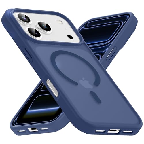 Crsrcase Compatible for iPhone 17 Pro Max Case Magnetic, Compatible with Magsafe, Shockproof Military-Grade Protection, Translucent Matte Anti-Scratch Phone Case (Deep Blue)