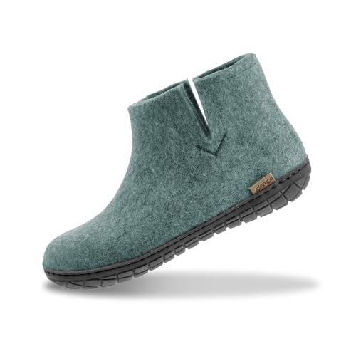 Image of Glerups 100% quality wool mix Boot Slipper with rubber sole - Unisex