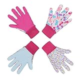 HLDD HANDLANDY 2 Paar Kinder-Gartenhandschuhe, weiches und bequemes Design, für Kinder im Alter von 5–6 Jahren, 7–8 Jahre, Gartenhandschuhe für Mädchen und Jungen, Gartenarbeit (Pink-M (Age7-8))