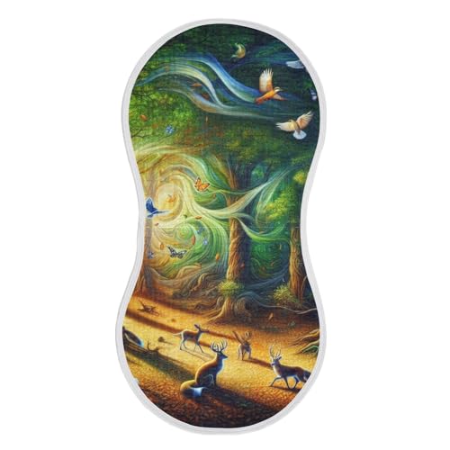 1 Pack Animals in The Forest Muslin Burp Cloths Cotton Absorbent Baby Burping Rags for Boys Girls Soft Newborn Burp Bibs, 22 x 11 Inch