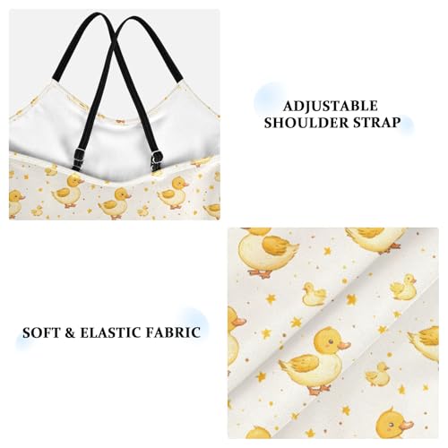 senya Girls Swimsuits One-Piece Swimwear Tie Bathing Suit Beach Summer Round Neck 5-6T Yellow Duck Star Pattern3