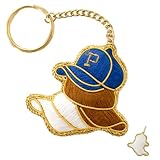 [Amplimle] 【触りたくなるインド伝統のザリ刺繍】 キーホルダー 金具 おしゃれ リング キーリング 可愛い 刺繍 ビーズ ザリ刺繍 インド 車 カー バイク かぎ バッグ アクセサリー ポーチ リュック マスコット ハンドメイド キャップ 帽子 野球帽 青 茶 白 サテン生地 カジュアル レトロ 女性 男性 ギフト