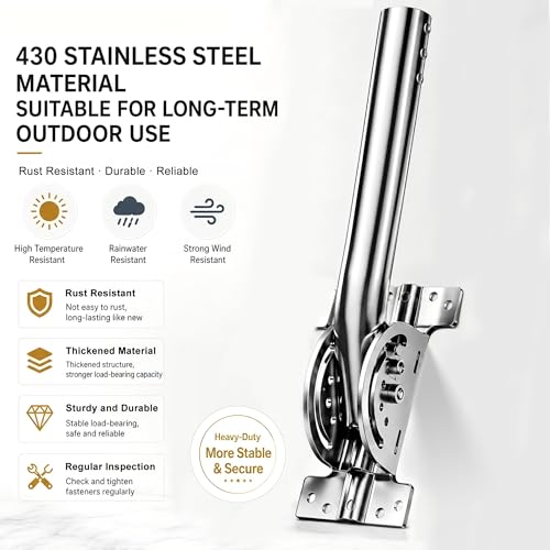 Image of Universal Heavy Duty 430 Stainless Steel Antenna Mount Pole - 1.38 inch Dia x 14.6 inch L Mast for Wireless Bridges, Outdoor Antennas, Starlink, Weather Stations & WiFi Extenders, Silver