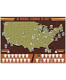 Atlas & Green US Baseball Stadiums of America Scratch Off Map. Major League Ballparks Scratch Off Poster US baseball stadium scratch Off Map. A2 Scratch Off Poster With Gift Tube