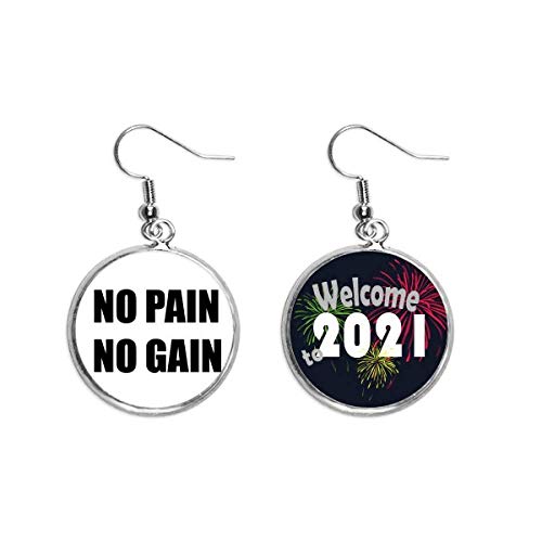 Pendientes con cita No Pain No Gain de plata negra para superar tus metas
