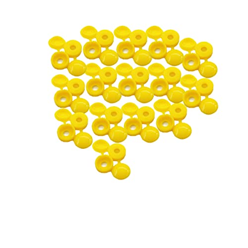 50Pcs Hinged Screw Cover Cap Plastic Screw Covers Caps Fold Snap Decorative Washer Flip Tops for Car Cabinet Furniture Yellow - Image 2