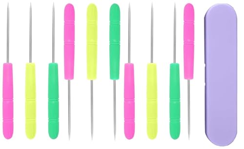 10Pcs Random Color Sugar Stir Needle with Storage Box Scriber Needle Cookie Scribe Stainless Steel Needle Scribe Tool Resuable Cookie Scribe Tool for Biscuit Coffee Handcraft,Kitchen and Dining,Home