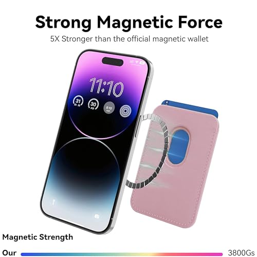 URUCHI Mag-Safe Manyetik Cüzdan iPhone 17/16/15/14/13/12 Serileri ile Uyumlu, Güçlü Mıknatıslı Kartlık, RFID Korumalı, Premium Deri, 3 Kart Kapasiteli, İnce ve Hafif Tasarım – Pudra Pembe
