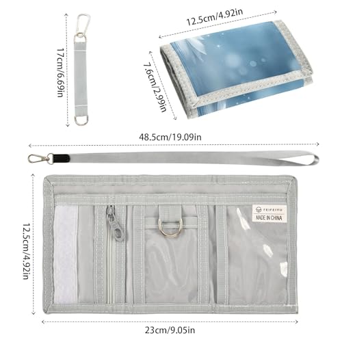 Lotus Lightspots Ethereal Blue Kids Wallet for Boys Girls Trifold Outdoor Sport Wallets for Youth Teen Children Wallet with Zippered Coin Pockets Card Holders Novelty Wallets with Magic Sticker3