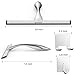 All-Purpose Stainless Steel Shower Squeegee for Shower Glass Door with 2 Adhesive Hooks, Bathroom Cleaner Tool Household Window Mirror Squeegee for Glass Doors, Cleaning Tile Wall, Car, 14 Inch Silver
