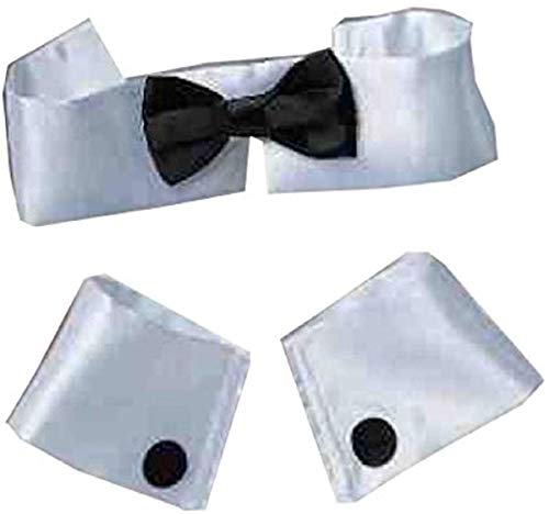 Forum Women s Costume Collar Bow Tie and Cuff Set, Black/White, One Size