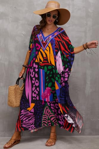 Image of Women Beachwear Long Beach Coverups Kaftan Casual Caftan Dress