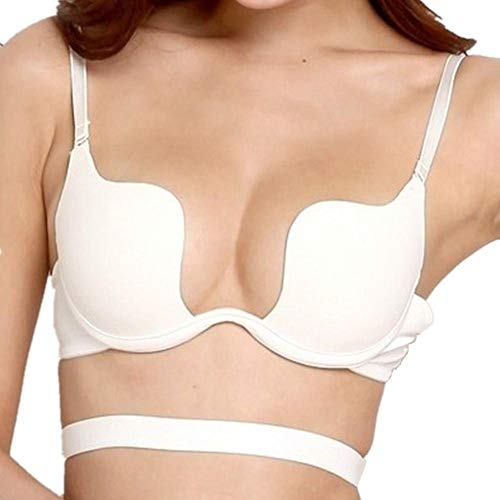 ZUKULIFE Sujetador Push-up Multiuso para Mujer con Tirantes Multiposición, Blanco, 100D, Label: 85D Cover