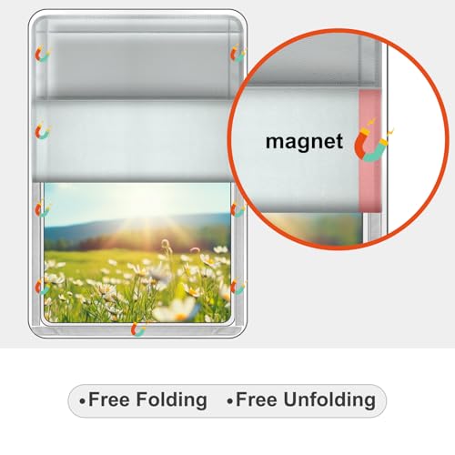 Image of RV Door Window Shade Cover - Magnetic RV Blackout Window Cover with UV Protection and Privacy Features (25 * 16 in) Foldable Magnet Design, Waterproof Fabric, and Reflective Silver Coating