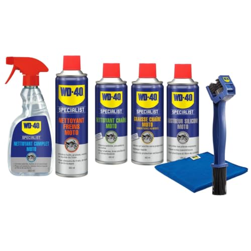 WD-40 SPECIALIST Kit d'entretien Moto Complet - Pack de 5 produits + outils