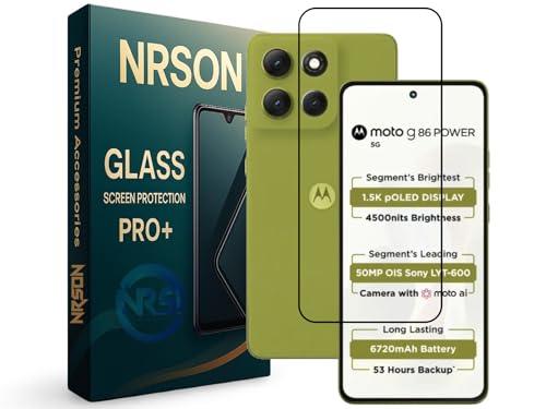 Image of NRSON Tempered Glass Screen Protector Compatible For MOTO G86 power 5G / Motorola G86 power 5G with Easy Self Installation Kit