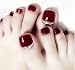 24pcs Fake Toe nails Summer Red Solid Rhinestone Decorated Bridal Wedding Short Square Full Cover with designs