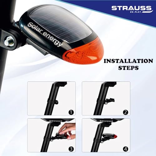 Strauss Bicycle Solar LED Tail Light (White) | Waterproof Rear Bike Light with 3 Light Modes | Cycling Safety Light with Fast-Charging| Ideal for Road, Mountain, and Commuter Bikes 4 41TLNk VDbL