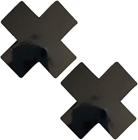Neva Nude Dom Squad Black Wet Vinyl X Nipztix Pasties Nipple Covers for Festivals, Raves, Parties, Lingerie and More, Medical Grade Adhesive, Waterproof and Sweatproof, Made in USA