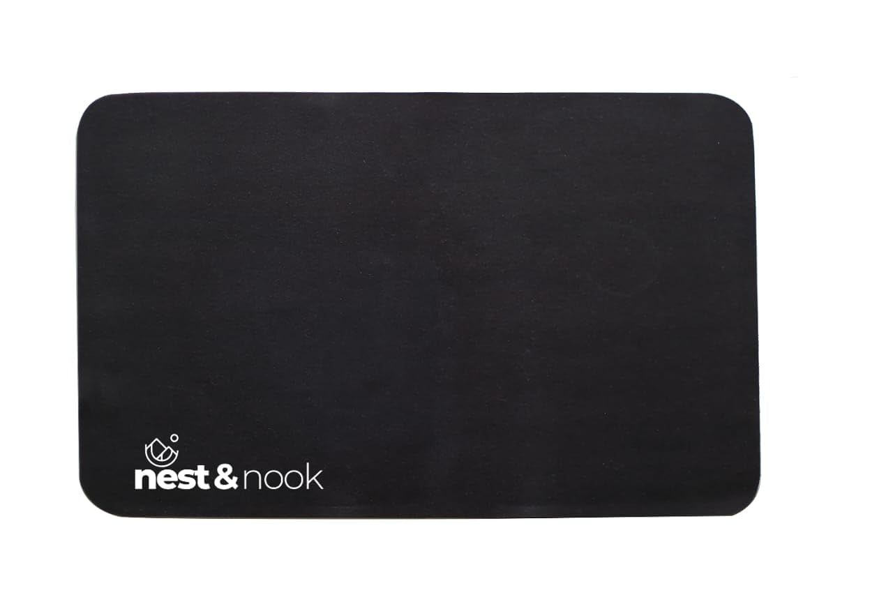 Nest & Nook Dish Drying Mat for Kitchen - Water Absorbent, Anti-Slip Base for Wet Utensils (58*38 cms, Pack of 1) (Black)