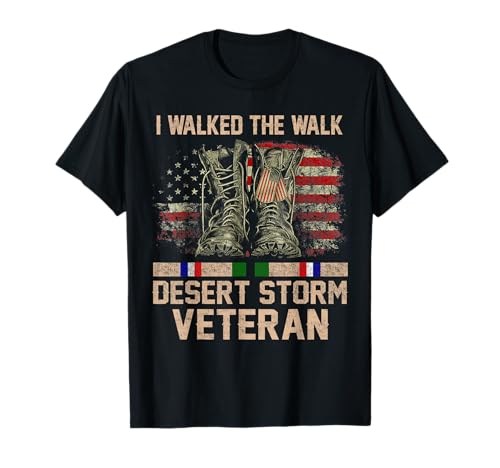 I Walked The Walk Desert Storm Veteran US Flag Gulf War T-Shirt