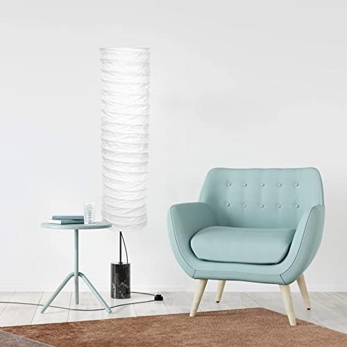 Uonlytech Paper Floor Lamp Shade, Simple Paper Lampshade Classic Paper Floor Light Bulb Cage Light Cover Light Accessories for Home Bedroom Floor Light, White