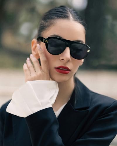 Image of FEISEDY Retro Polarized Aviator Sunglasses for Men Women Trendy 70s Vintage Plastic Frame Sun Glasses B4150