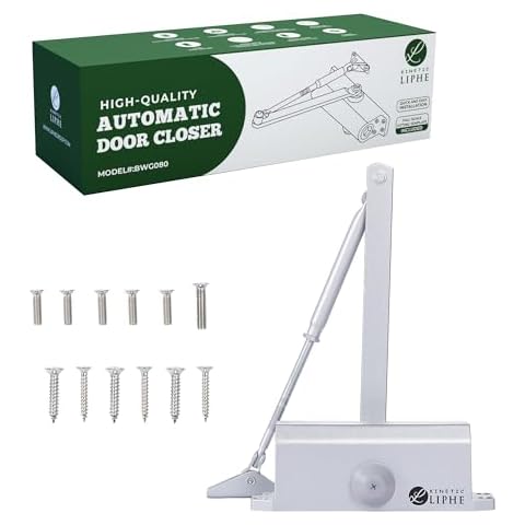 Automatic Door Closer - Hold Open Feature - Adjustable Hydraulic Heavy Duty Door Closer for Commercial and Residential Use - Quick and Easy Installation on Interior and Exterior Doors Cover