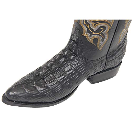 Western Shops Mens Leather Crocodile Alligator Design Cowboy Western Boots With Free Belt (6.5,Black) #TOP3