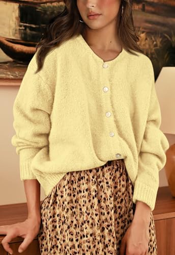 Image of PRETTYGARDEN Long Sleeve Crewneck Button Down Womens Sweaters Fall Open Front Chunky Cardigan Sweaters for Women 2026