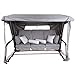Produktbild PATIO Hollywoodschaukel 4 Sitzer mit Liegefunktion 179 cm Venezia Lux Sitzpolster grau Sonnendach Moskitonetz Seitentische Dekokissen