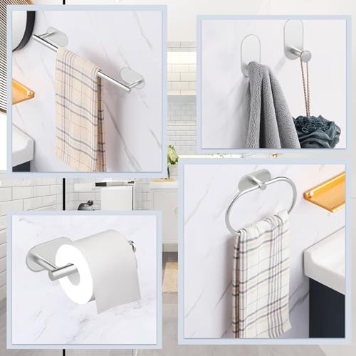 Kit Acessórios Para Banheiro em Aço Inox com 6 Peças e Fixação 3M Prata