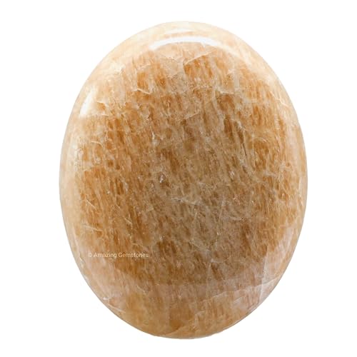 Image of Cream Moonstone Crystals and Healing Stones - Large Palm Stone Crystals Piedra - Crystal for Good Luck, Positive Energy, Meditation - Unique Stocking Stuffers and Birthday Gifts for Women, Men