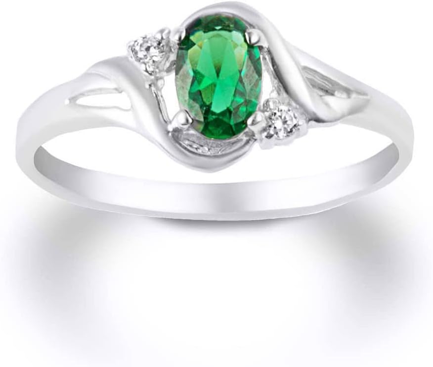 Exquisite 14k Gold Solitaire May Birthstone Cubic Zirconia Classic Ring