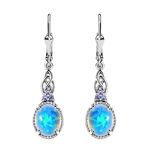 Ct 3.15 925 Sterling Silver Platinum Plated Opal Blue Tanzanite Drop Dangle Earrings For Women Jewelry Engagement Anniversary Wedding Promise Birthday Gifts #TOP9