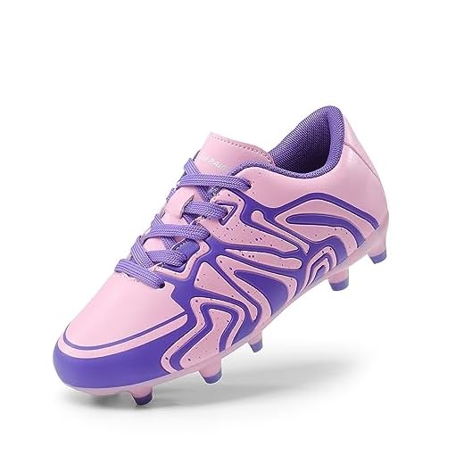 DREAM PAIRS Girls 160472-K Pink Purple Soccer Football Cleats Shoes Size 10 M US Toddler