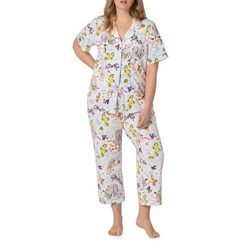 Image of Bed Head PJs Womens Matching Pajamas - Soft Organic Cotton Button Down PJ Shirt & Cropped Pants Set - Loungewear & Sleepwear