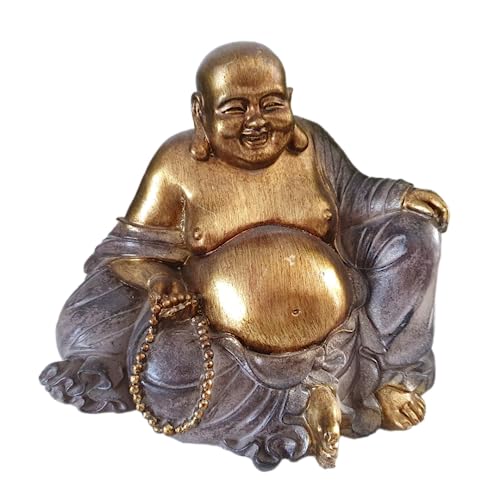 Aspinaworld Sitzende Buddha Figur mit dickem Bauch 17 cm, Deko Buddha,...