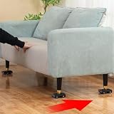 Helilyco Set di 4 carrelli per mobili con freni, per carrello a rulli in acciaio al carbonio resistente, per spostare divano letto, capacità di carico 350 kg, bianco e nero