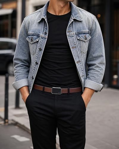 Image of CHAOREN Ratchet Belt Men - 35mm Mens Belt Leather for Casual Jeans - Versatile Fit, Customizable Style